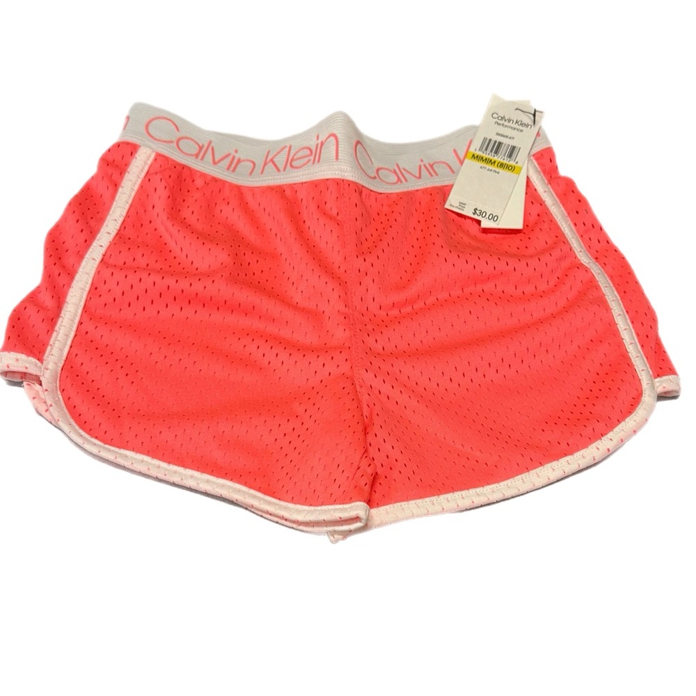 Calvin Klein Kids Jolt Pink Mesh Running Shorts Elastic Waist Sz 8-10